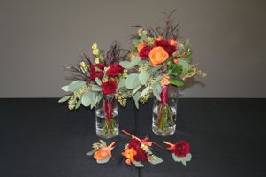 Autumn Floral Bouquets, Boutonnieres, Five Pieces Wedding Package