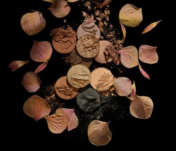 Brown Makeup and Flower Composition | Product Photography | Cosmetic Styling Los Angeles