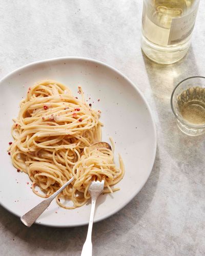 Pasta Dish and White Wine | Food Photography  | Prop Styling Los Angeles