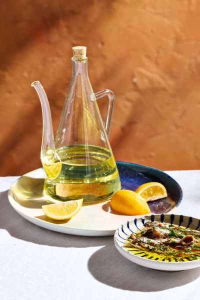 Mediterranean food | Olive oil | Anchovies | Outdoor dining | Amy Paliwoda | prop Styling