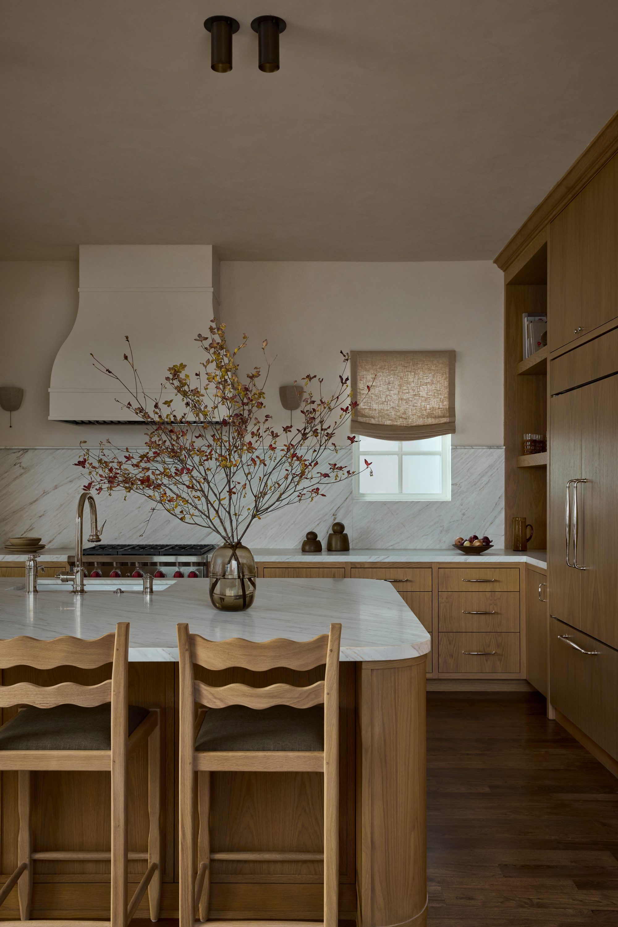 minimalistic wood and white kitchen 