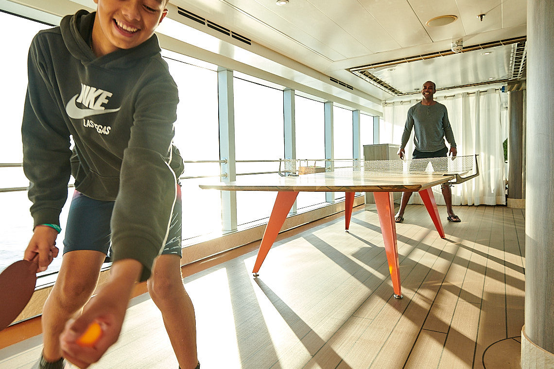 Playing ping pong on the ship 