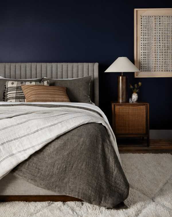Blue Bedroom, linen bed sheets