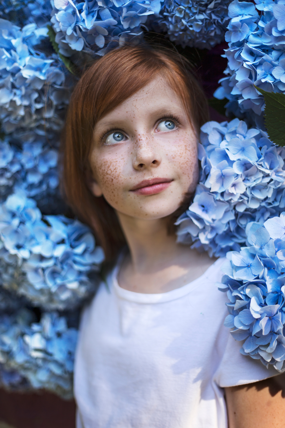 Soft blue flowers and eyes