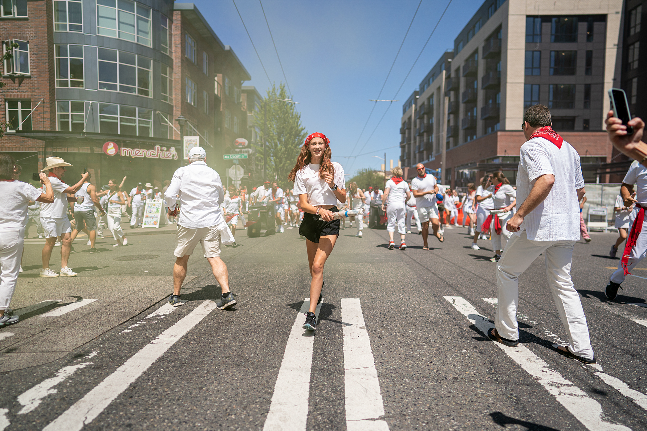 Teenage Girl Running on Street