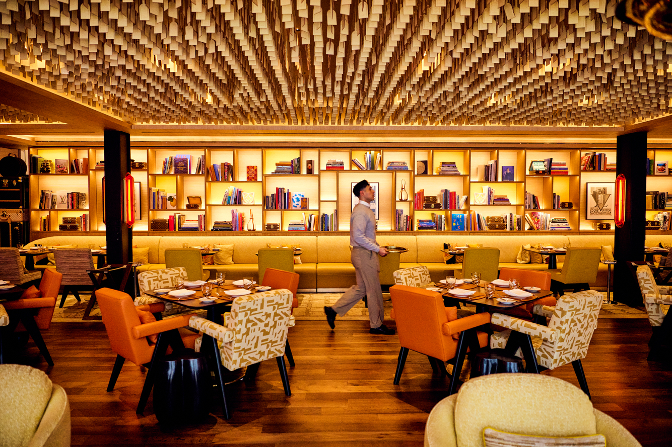sarah flotard photographs the vibrant interior dining space of le cafe by louis vuitton Le Cafe Vuitton