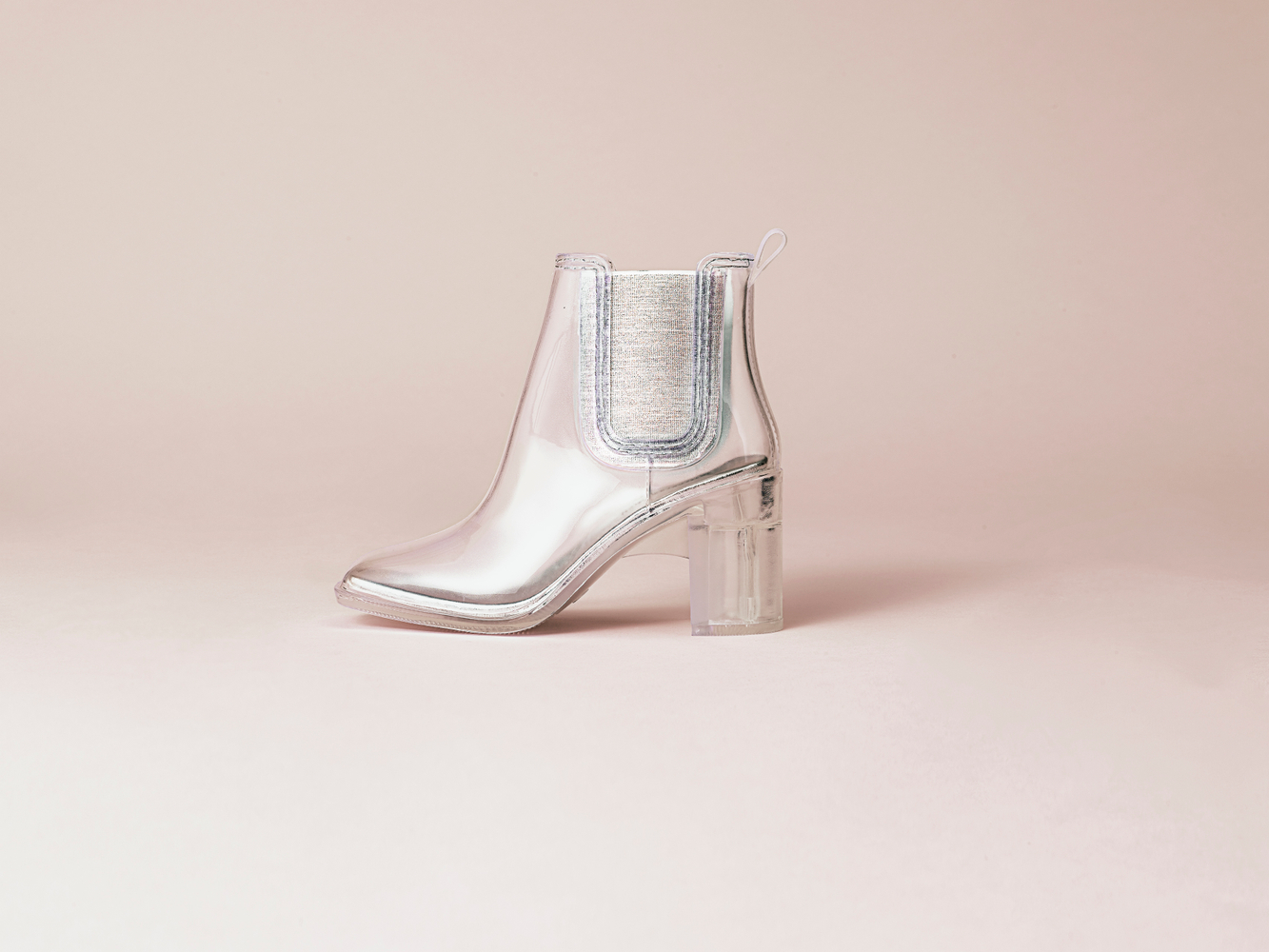 Nude shoe, designer footwear, high end fashion, creative footwear Lucite heel bootie