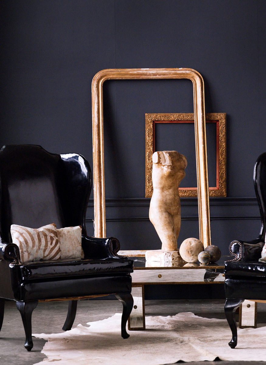 ornate regal seating area in an artists studio 