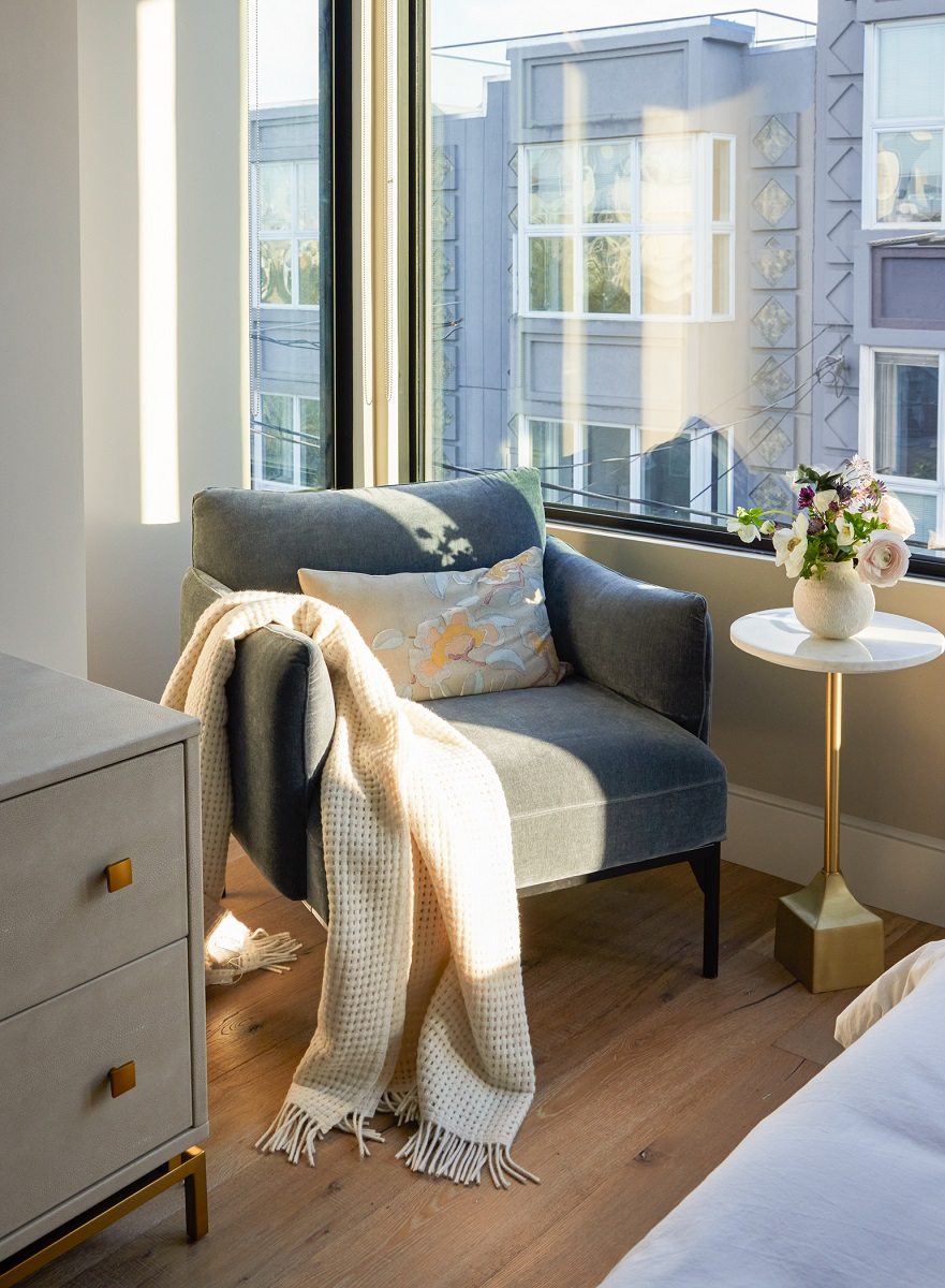 Chair in front of a large picture window