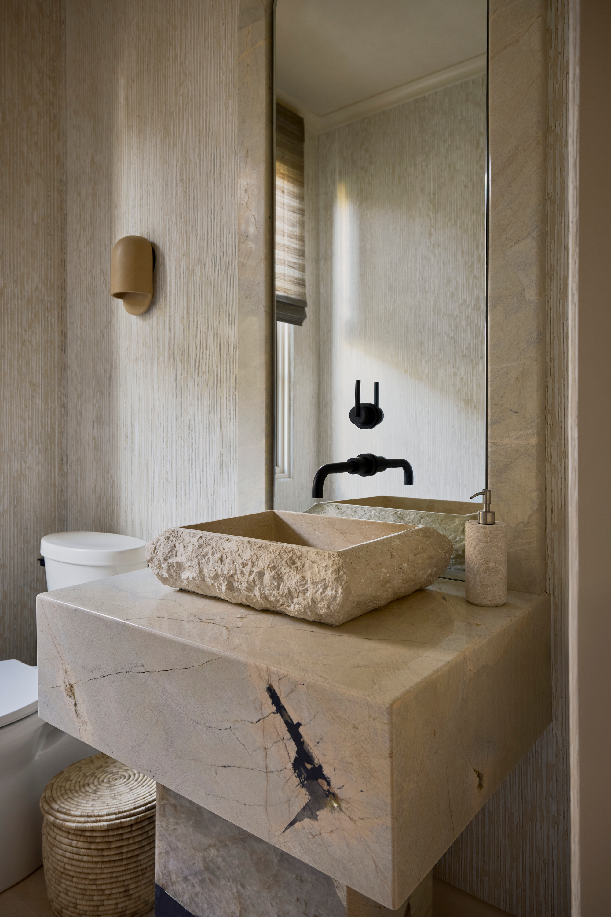 stone sink, granite countertops 