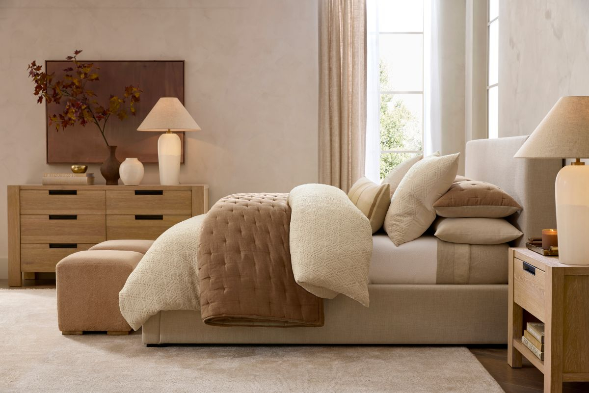 brown neutral beige bedroom