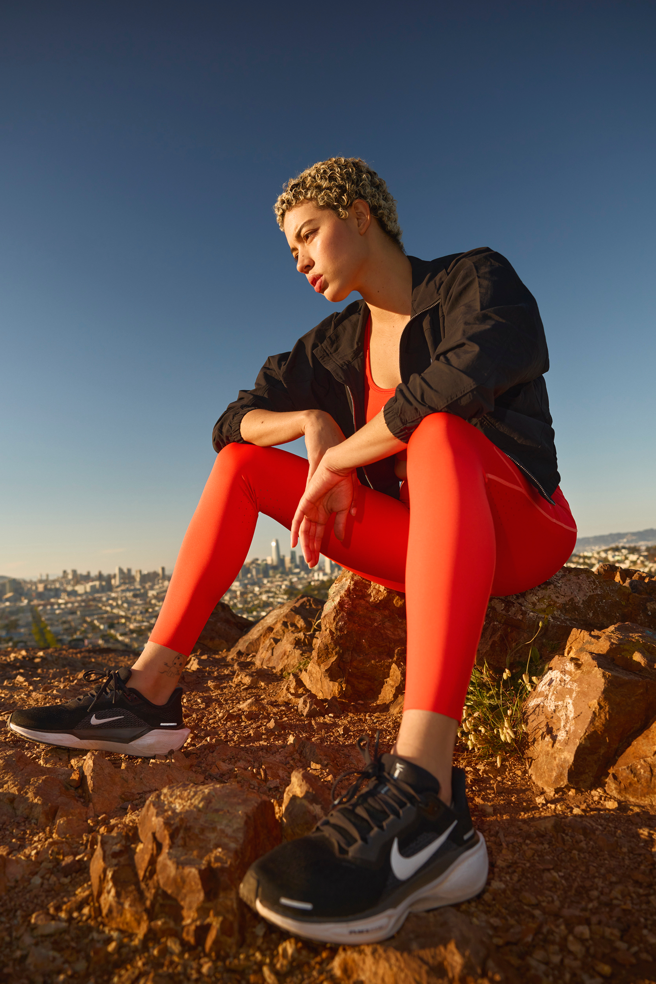 woman resting on run 
