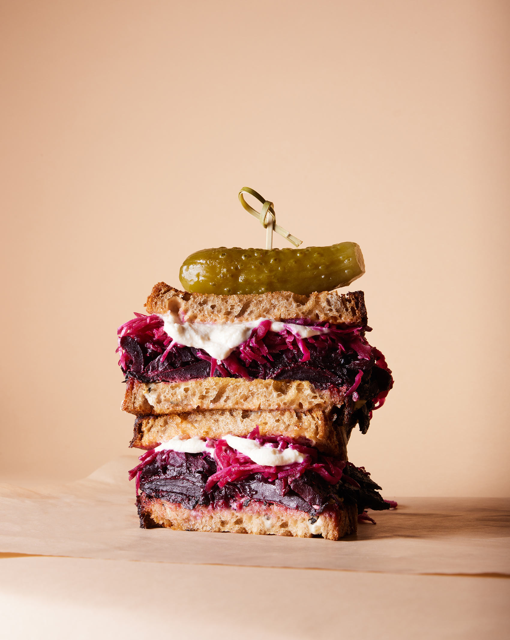 Koji beet Reuben,  - Commercial and editorial photographer, George Barberis, for client, Fermenter, photographs the beet Rueben sandwich.