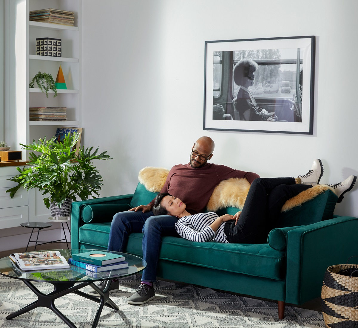 mixed race couple on couch, home decor photography, furniture catalog photographer mixed race couple
