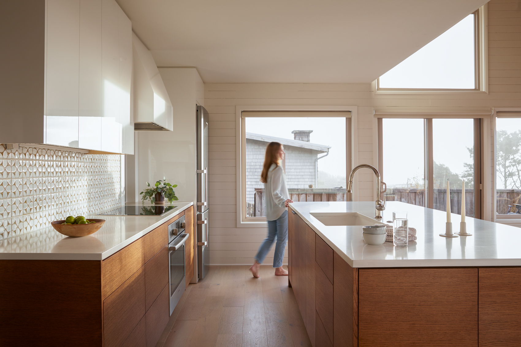 Modern Kitchen Oregon Coast, Interior photographer New York Modern Kitchen with Girl