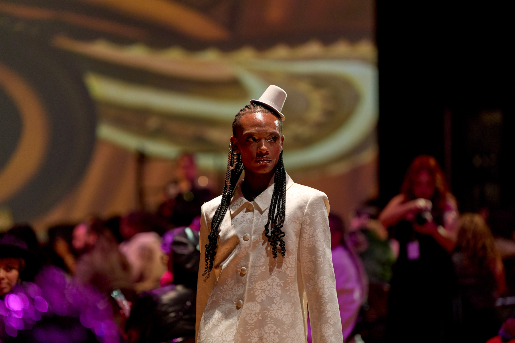 model walks the runway at the la paisa fashion show in new york