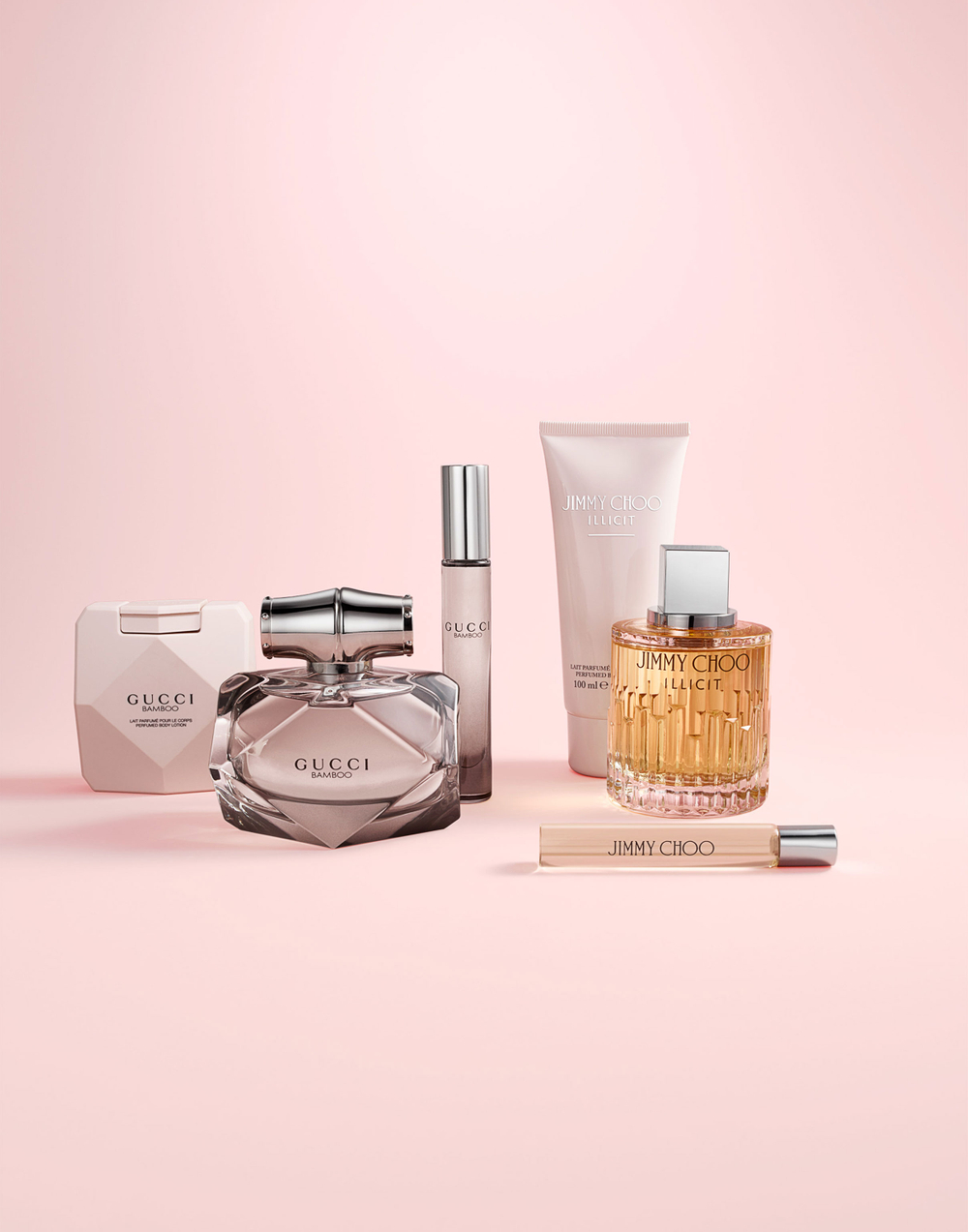 Magazine Photo featuring Gucci and Jimmy Choo fragrance Product Advertising, Perfume