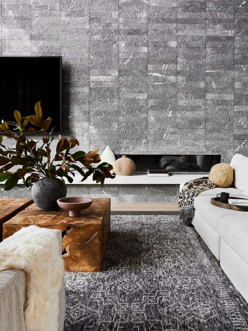 modern grey living room 