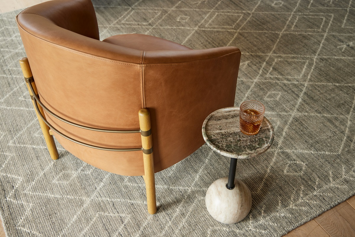 Rear view of a leather arm chair