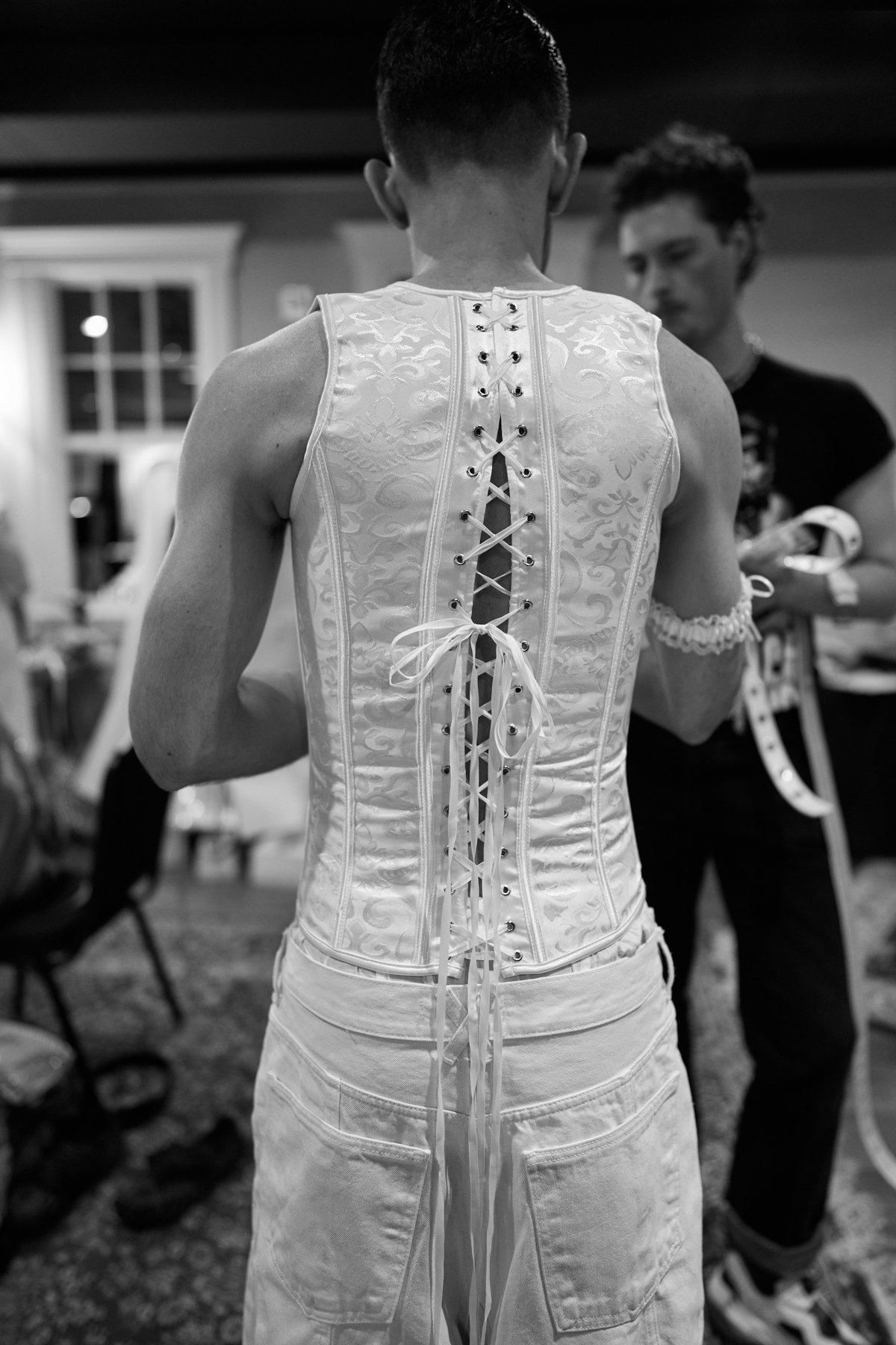 lace up corset and denim 