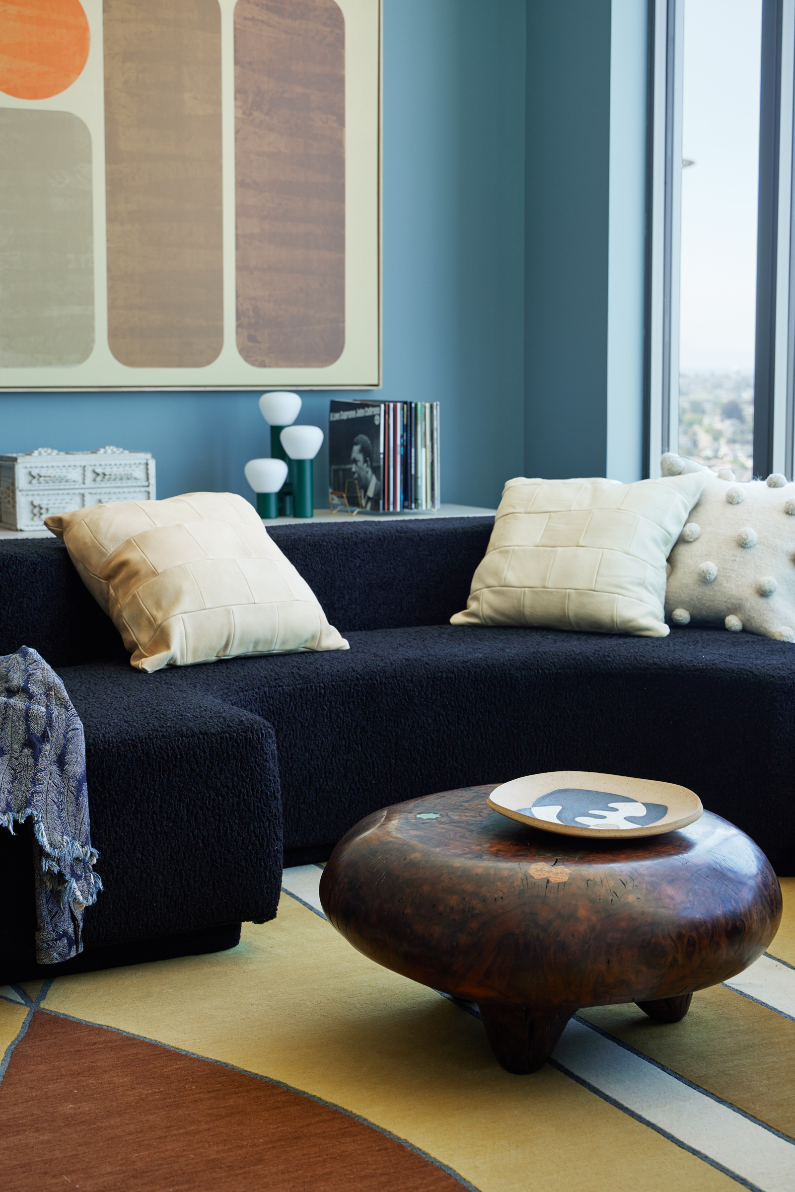 Blue Living Room with Coffee Table