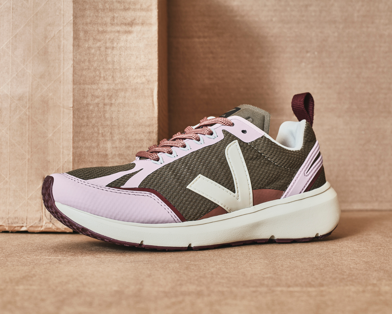 How to photograph running shoes, minimal aesthetic highlights shoe details Organic and sustainable shoe materials.