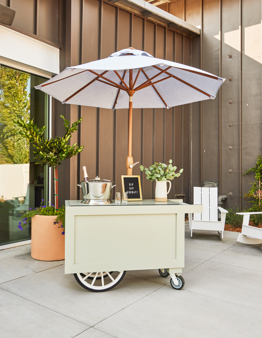 mimosa bar cart cute summer cart photographed by George Barberis Hawkins Migration Mimosa Cart