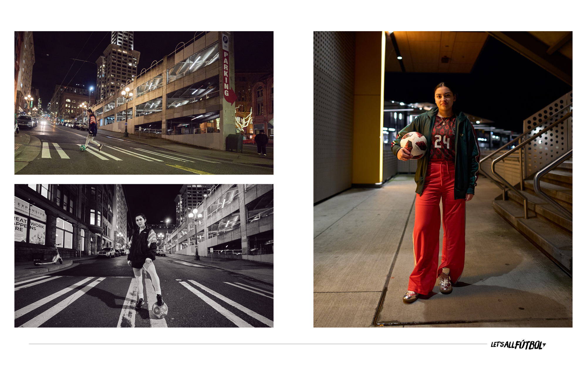 girls play soccer (futbol) in the seattle streets