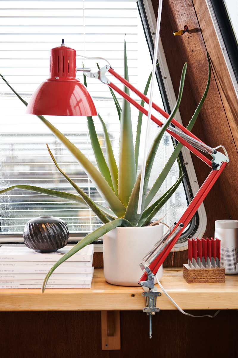 Red table lamp 