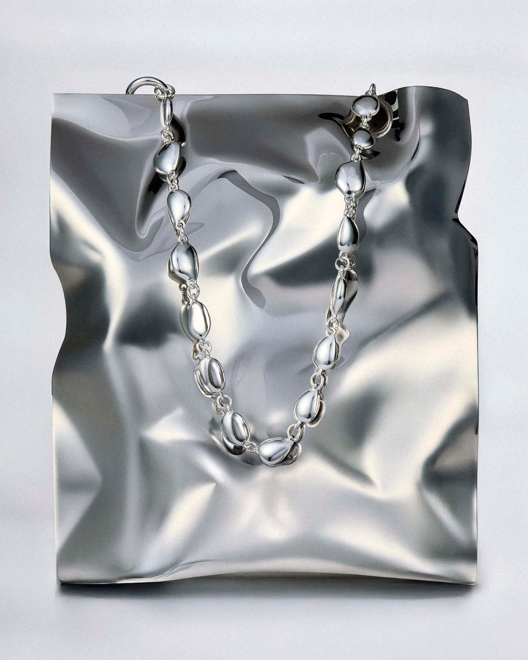 monochromatic silver mandy kehoe necklace photograhed by seattles best product and jewelry photographer Alison Blomgren