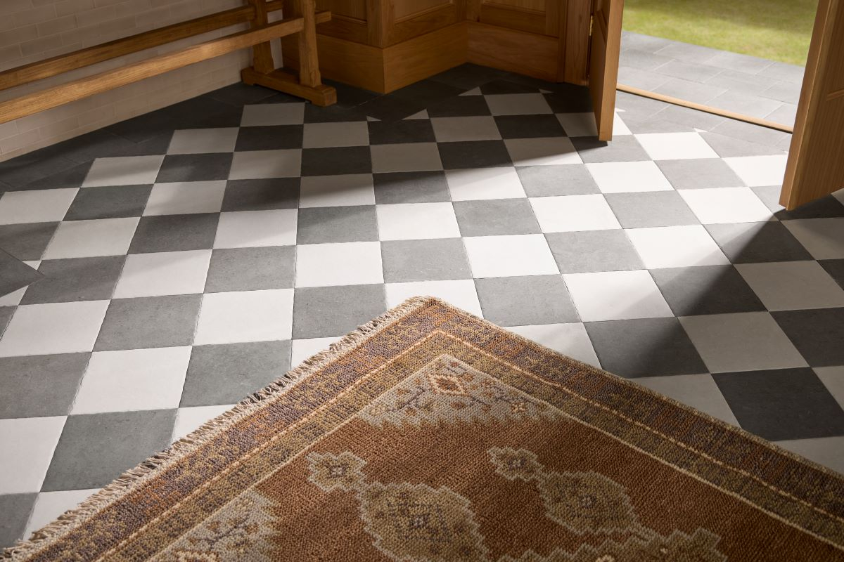 black and white checkered tile 