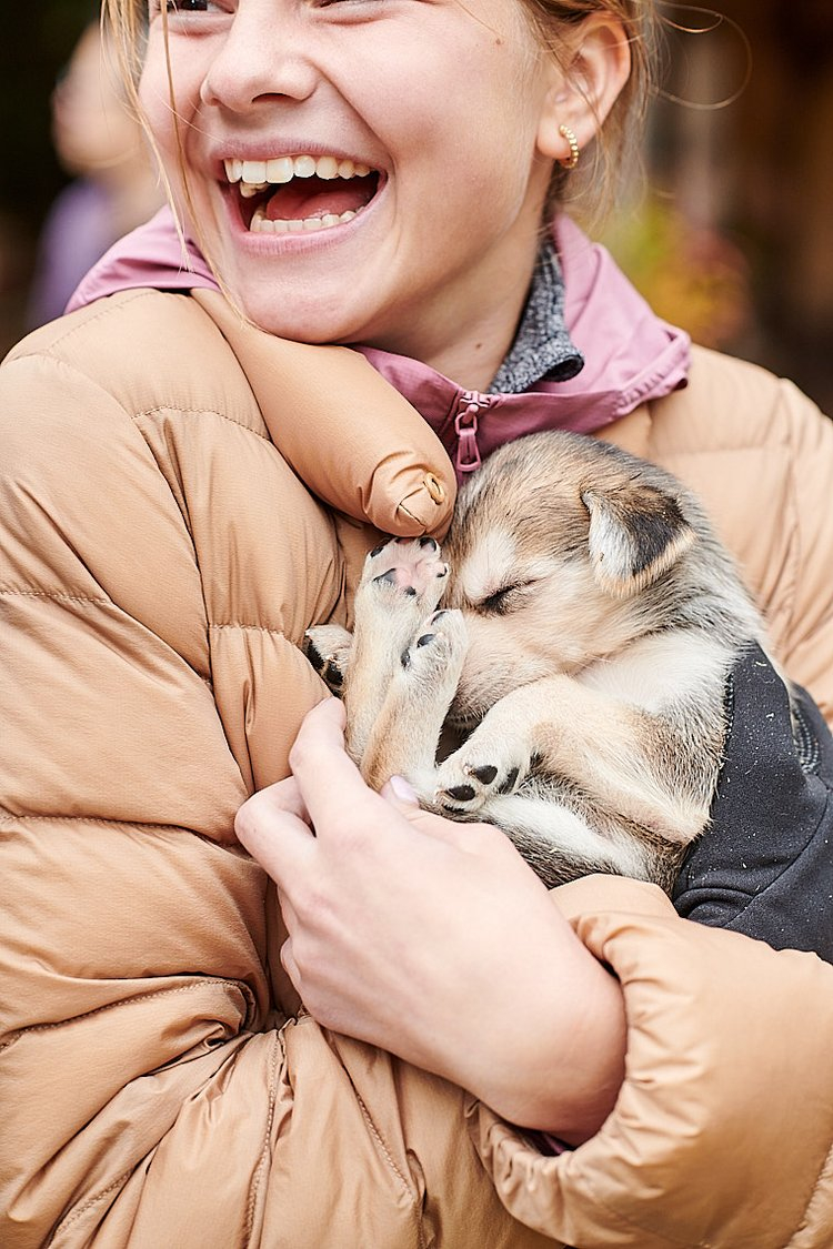 Girl with puppy