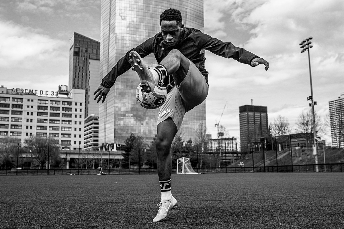 Arms out and foot elevated 