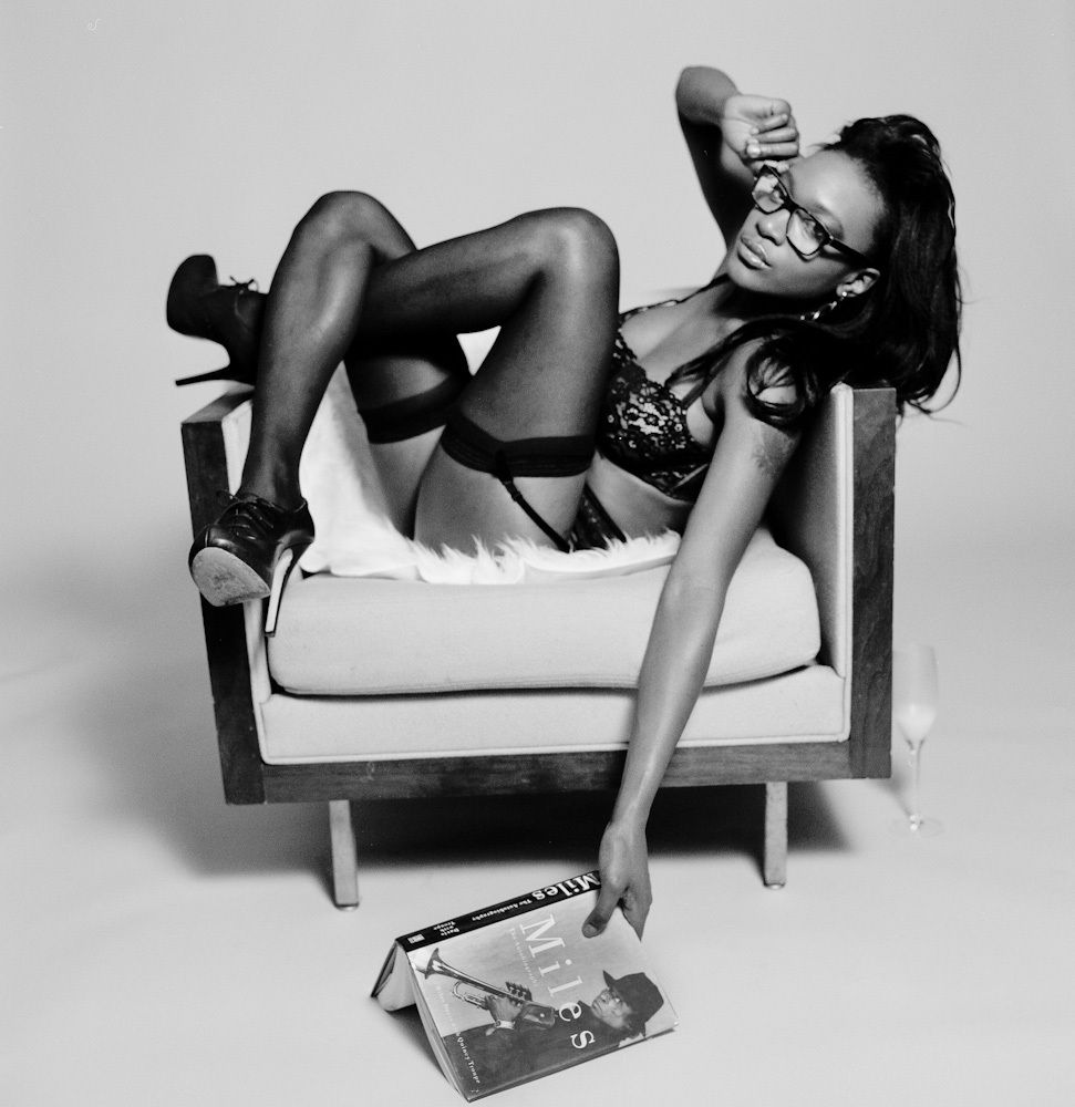 Micha Warren Boudoir – Black Woman with Miles Davis Book