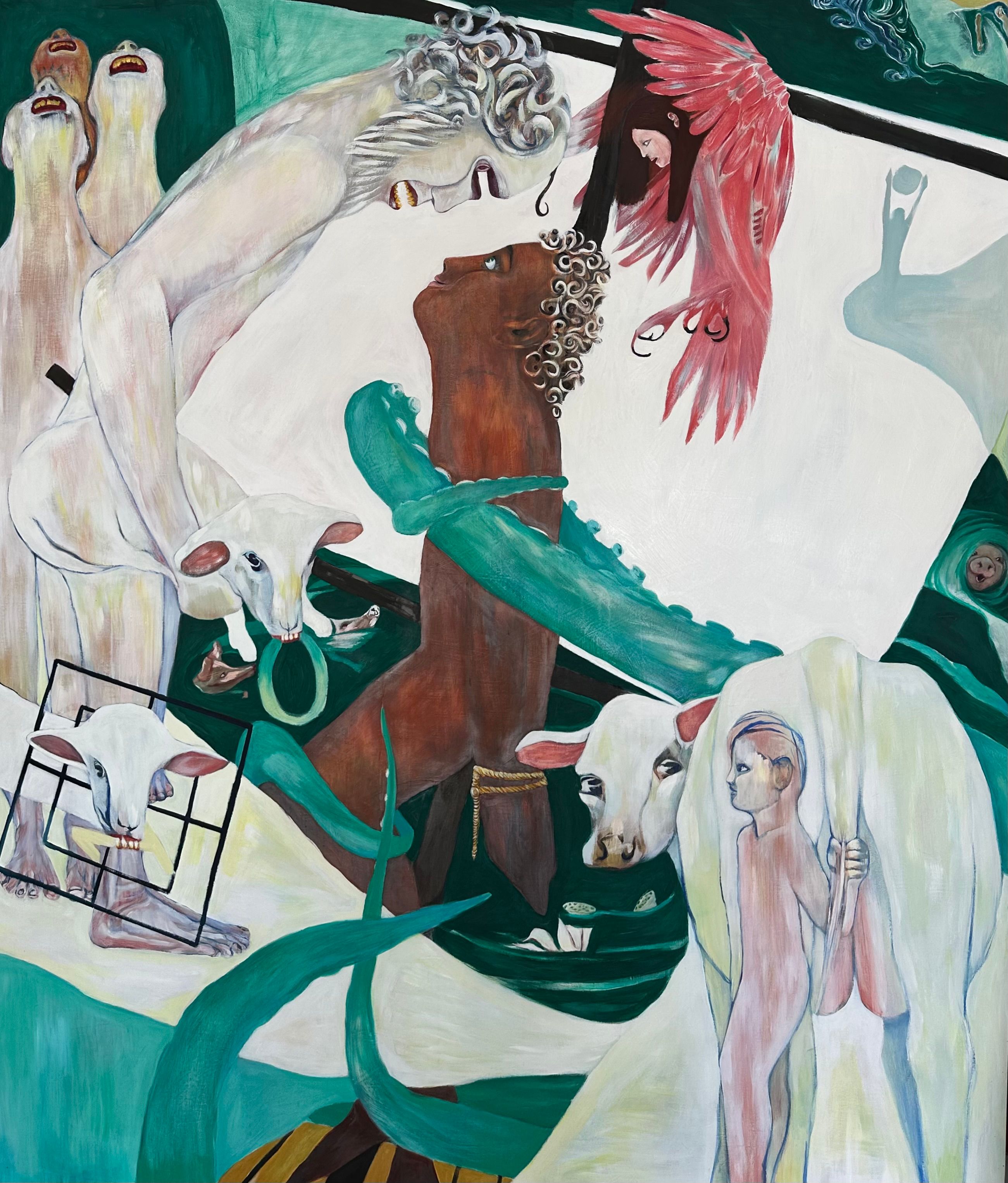 Oil and Egg Emulsion on Linen,  90" x 77" 2024 Dream 1: The Heretic