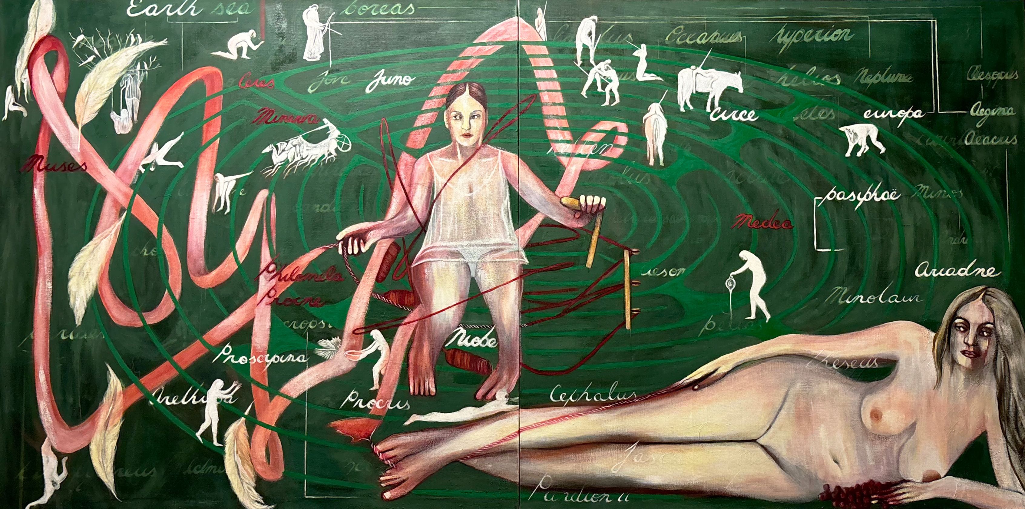 Oil and Emulsion on Linen, 62" x 124", 2014-2017 Dream 5: Honor Thy Goddesses