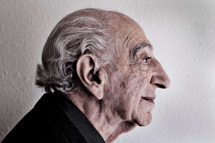 portrait profile man ageing grey hair