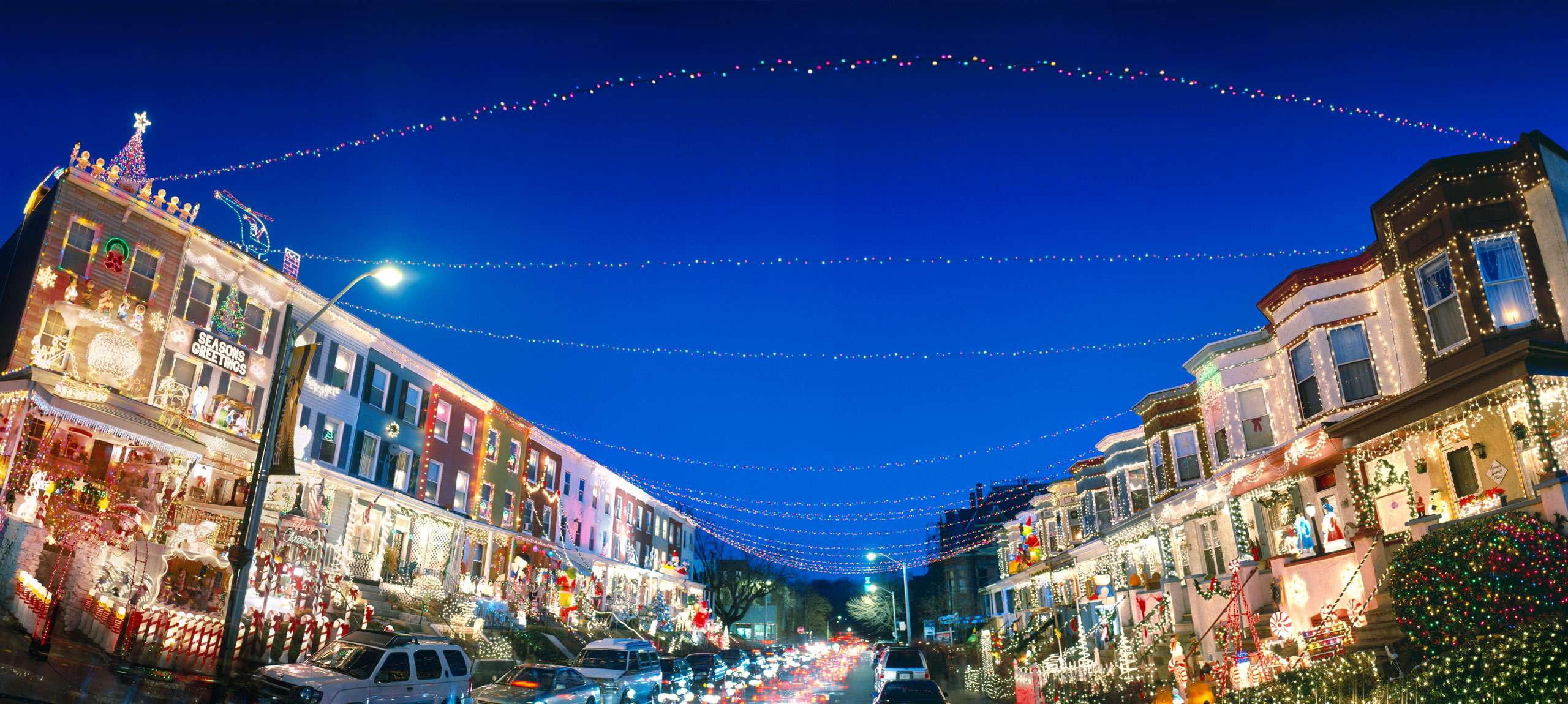 PORTFOLIO - Baltimore - Neighborhoods   #17  Houses with Christmas Decorations, 34th Street Hampden