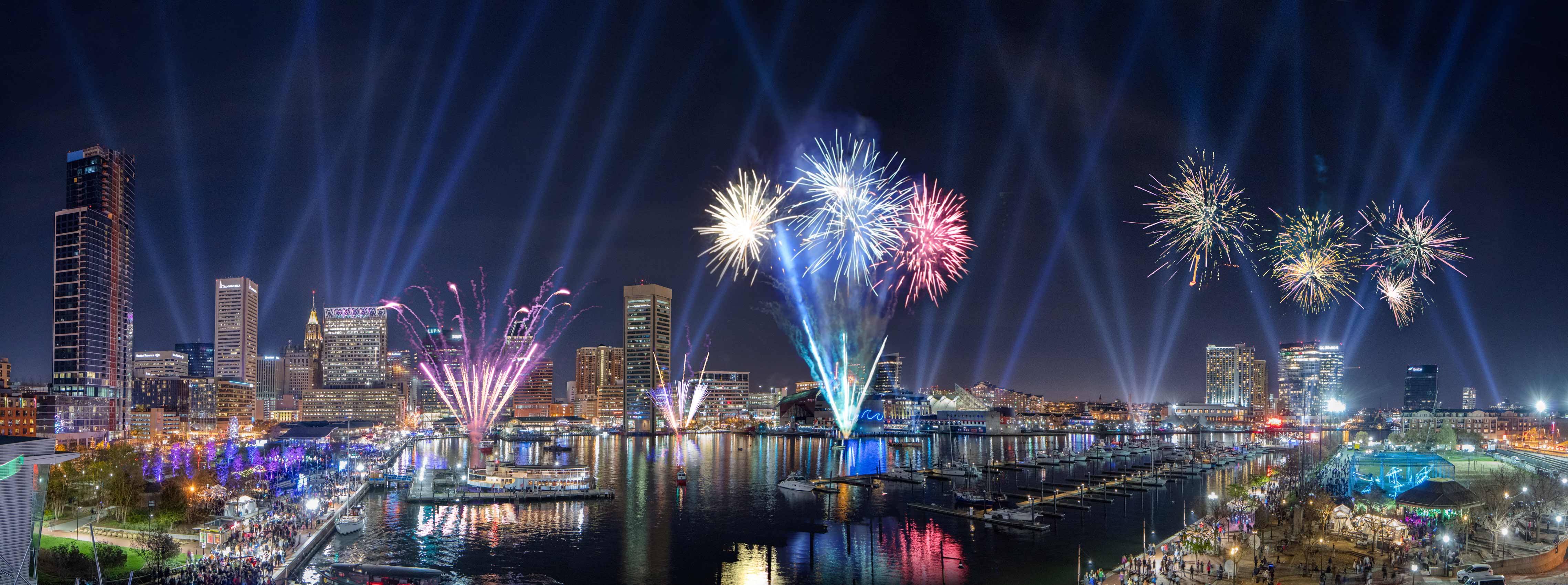 Light City Baltimore with Lights and Fireworks