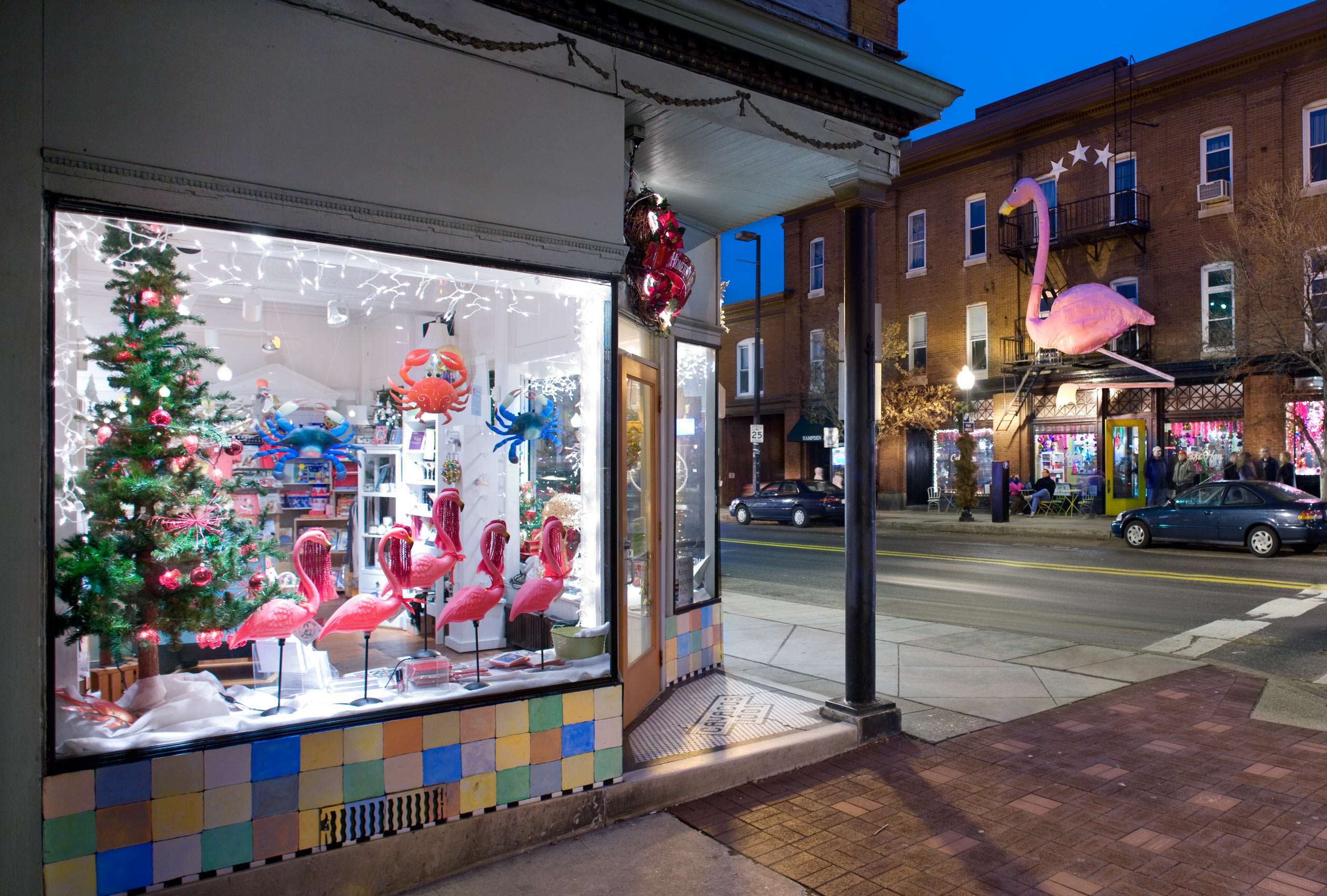 PORTFOLIO - Baltimore - Neighborhoods  #16  Hampden Shop with Christmas Decorations