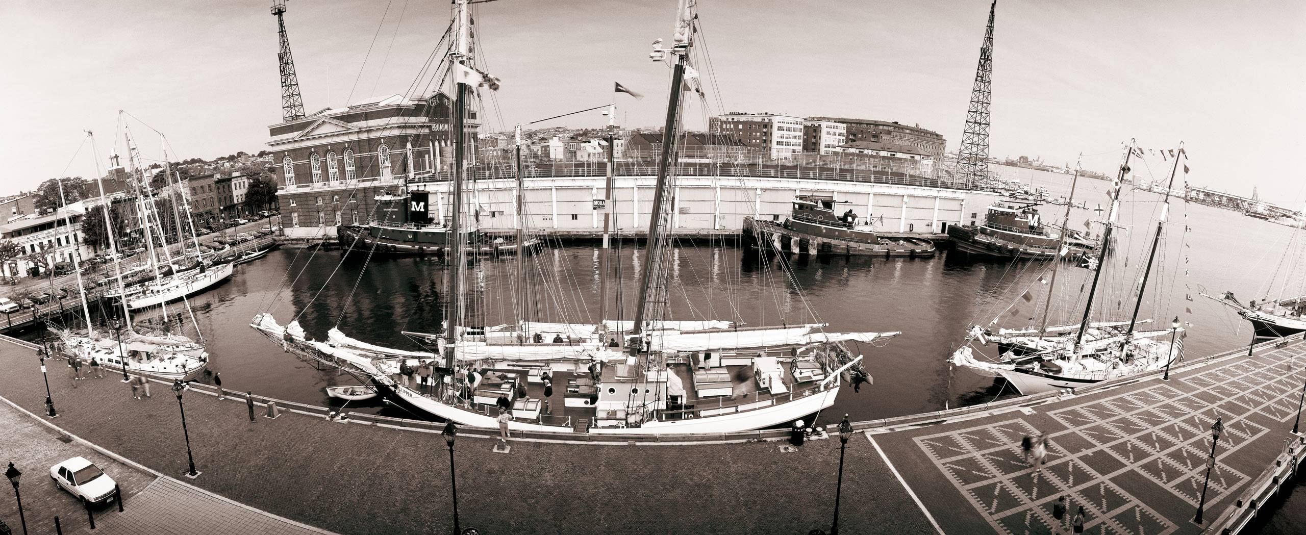 PORTFOLIO - Baltimore - Neighborhoods    #23   Fells Point with schooners and tugboats docked.