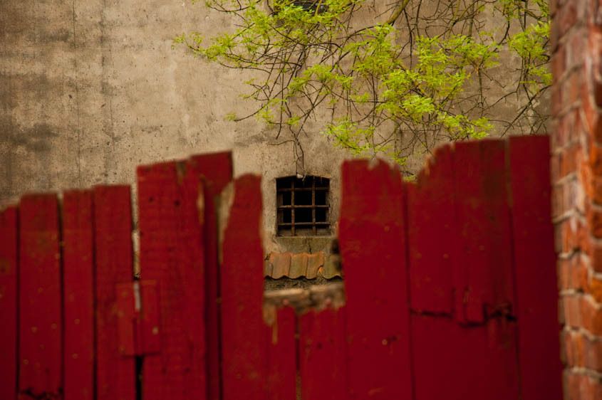Riga, Latvia Hole in the red fence