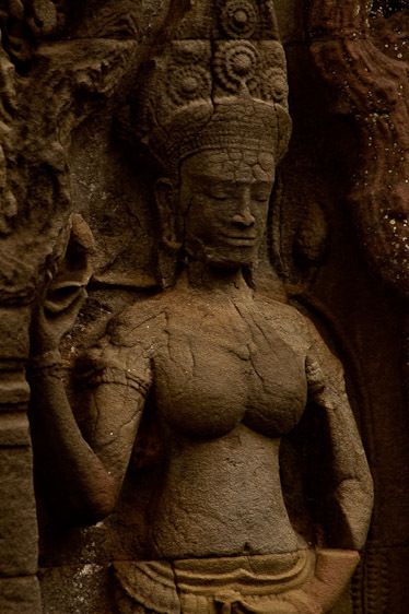 Crumbling Khmer carving