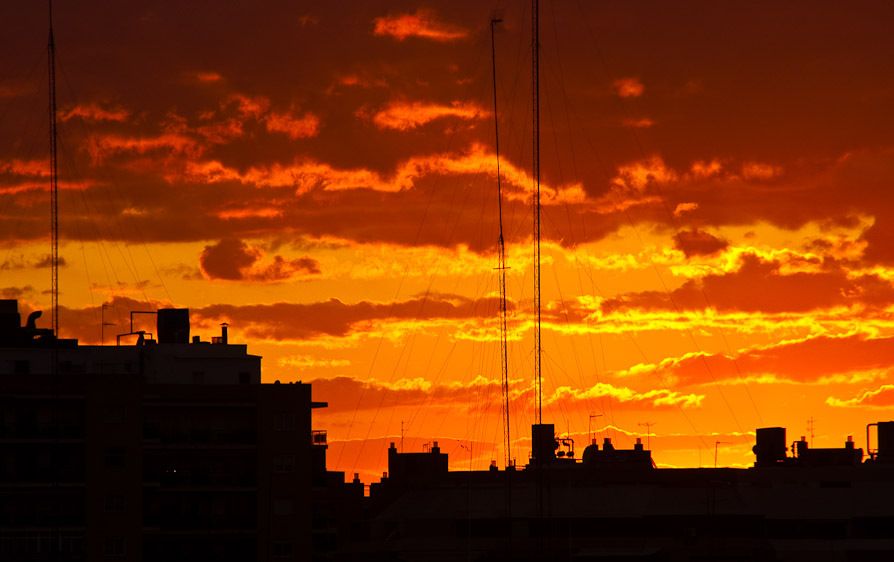 Dark skyline across the river