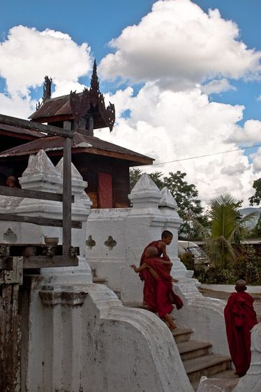 Monks entering temple