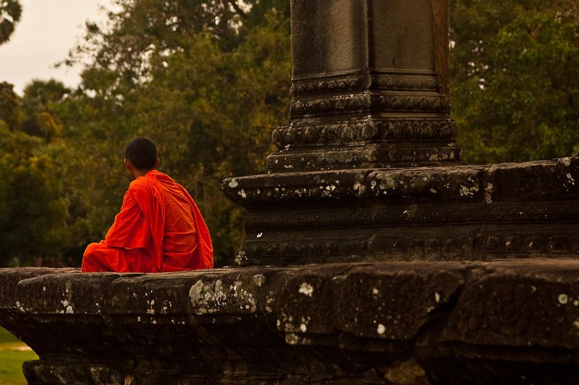 Monk sitting solo - temple