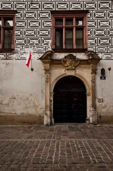 Krakow, Poland Door facade and cobbles
