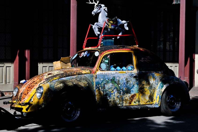 Nostalgia in the French Quarter Horse and car