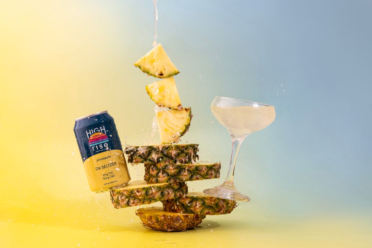 Pineapple High Rise THC seltzer_5 MG_product photography