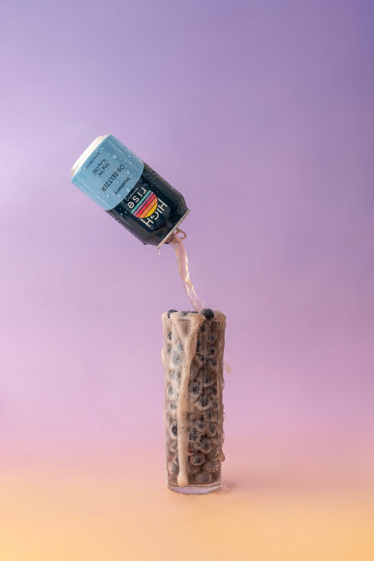 High Rise Beverages [blood orange / blueberry / pineapple / lime] THC seltzer product photography by Jonathan Boncek, Charleston SC